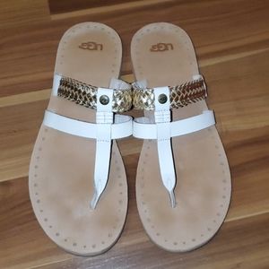 UGG Audra White/Gold Leather Sandals